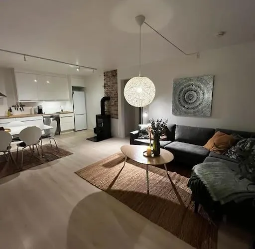 Sentral Og Lys Leilighet Med Stor Uteplass Og Gratis Parkering